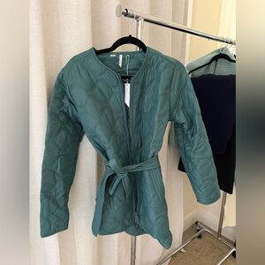 Travis Matthew Teal Quilted Belted Jacket